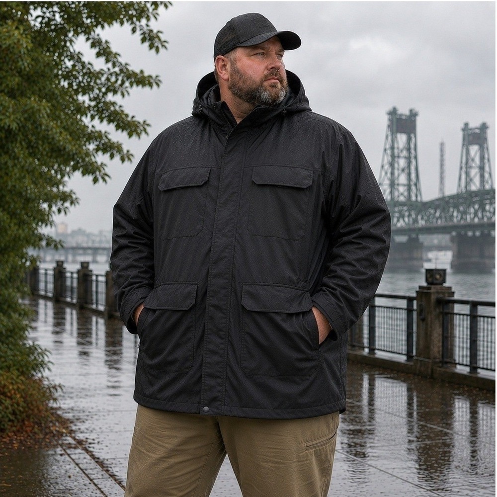 Duluth Trading No-Rainer Men's 3XL Waterproof Hooded Rain Jacket Pit Zips